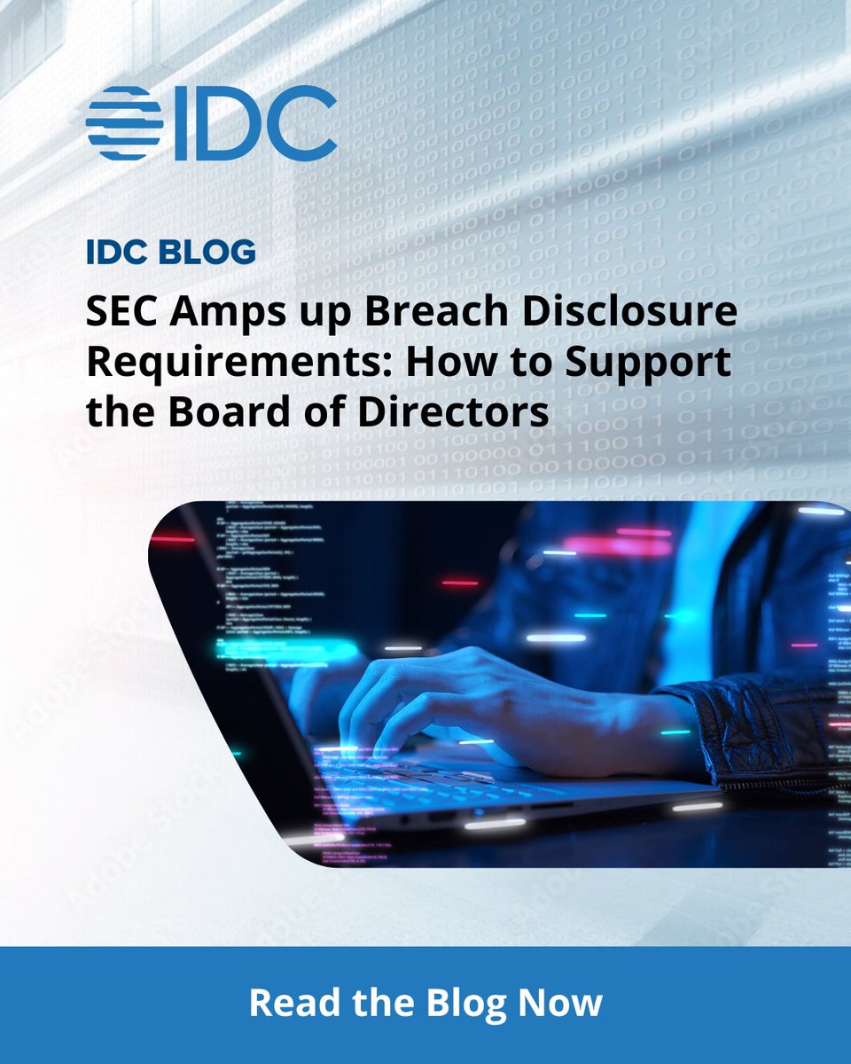 FX_LARROCHE's tweet image. The #SEC now requires companies to disclose a material #CyberBreach within four days of determining that the breach is material. 
IDC&apos;s Alizabeth Calder provides best practices to follow around disclosing a material cyber breach in the new #IDCBlog: …