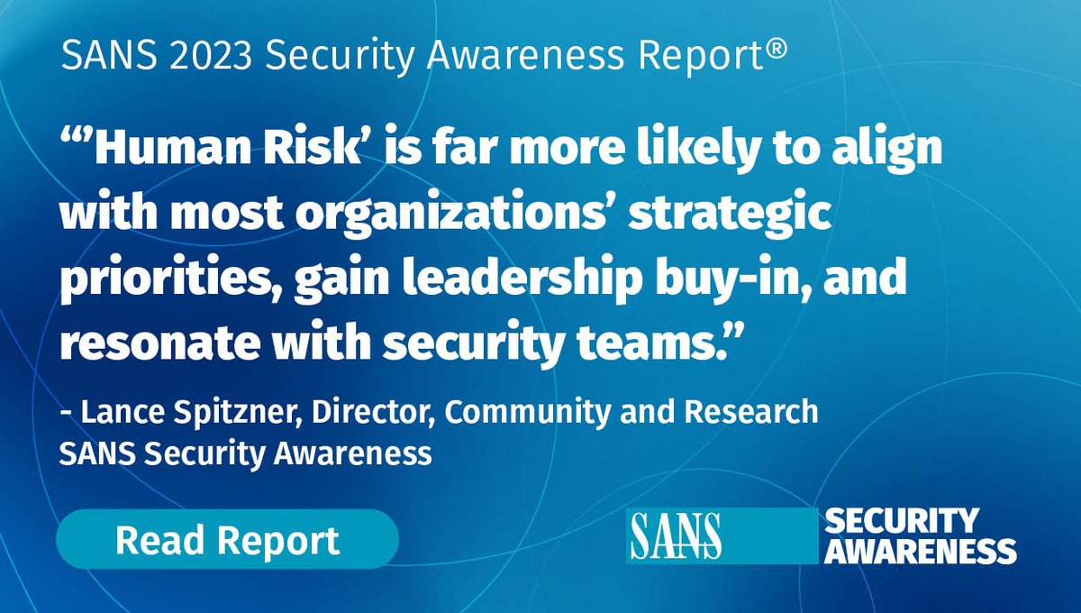 🤝 Strong Leadership Support + Dedicated Team of Employees = Key factors in maturing a security awareness program

Where to start? 👉 Get the guide to maturing your security awareness program.

sans.org/u/1rvh

#SecAwareReport #SecurityAwareness