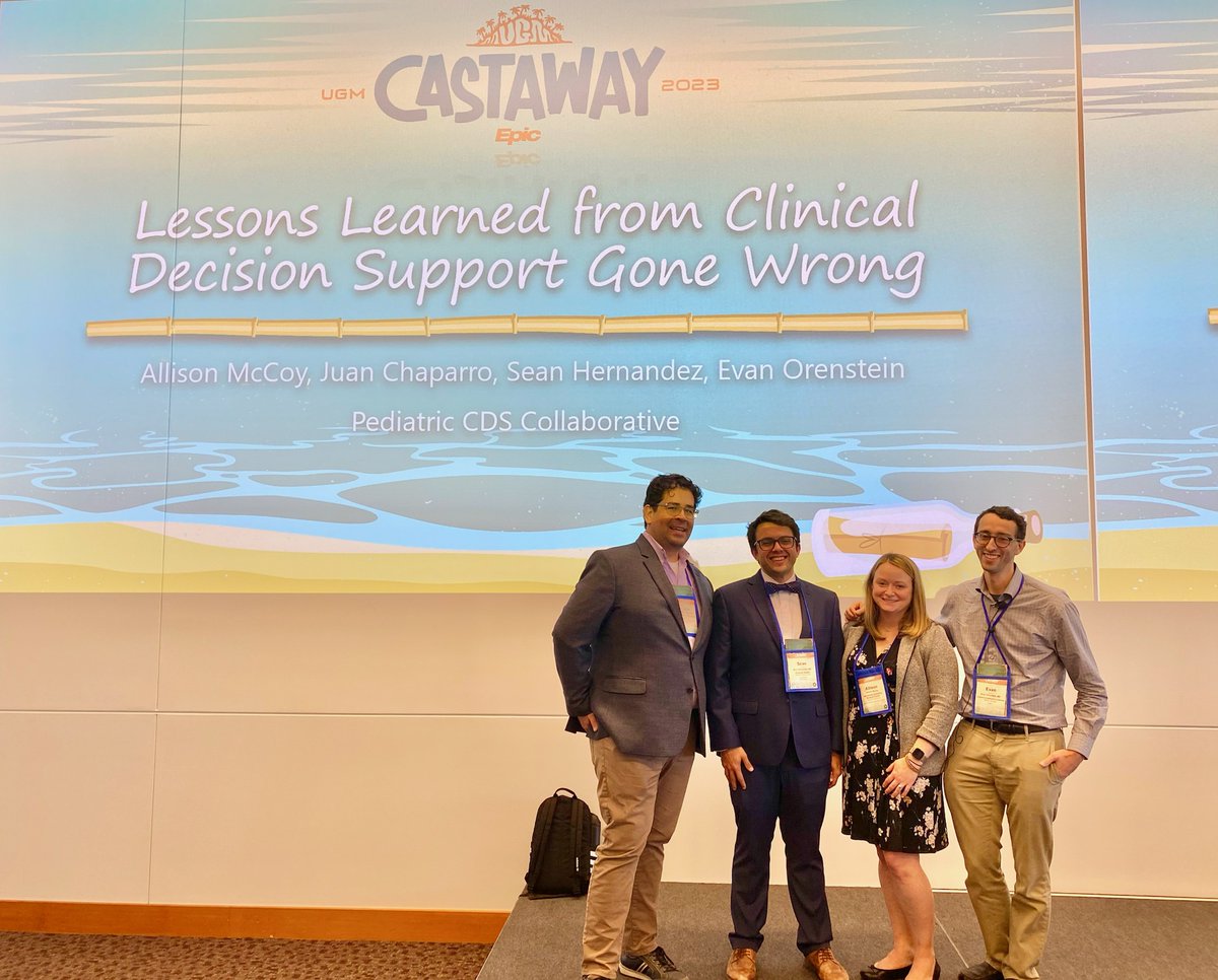 Pediatric Clinical Decision Support Collaborative (@pediatric_cds) on Twitter photo Thanks to all who came to our standing room only #CDS failures talk at #UGM2023 - stay tuned for the recording on the UserWeb for those who missed it! #UGM23 <a href="/SeanHernandezMD/">Sean Hernandez, MD</a> <a href="/evan_orenstein/">Evan Orenstein</a> <a href="/allisonbmccoy/">Allison B. McCoy, PhD, ACHIP, FACMI, FAMIA</a> Thanks to all who came to our standing room only #CDS failures talk at #UGM2023 - stay tuned for the recording on the UserWeb for those who missed it! #UGM23 <a href="/SeanHernandezMD/">Sean Hernandez, MD</a> <a href="/evan_orenstein/">Evan Orenstein</a> <a href="/allisonbmccoy/">Allison B. McCoy, PhD, ACHIP, FACMI, FAMIA</a>
