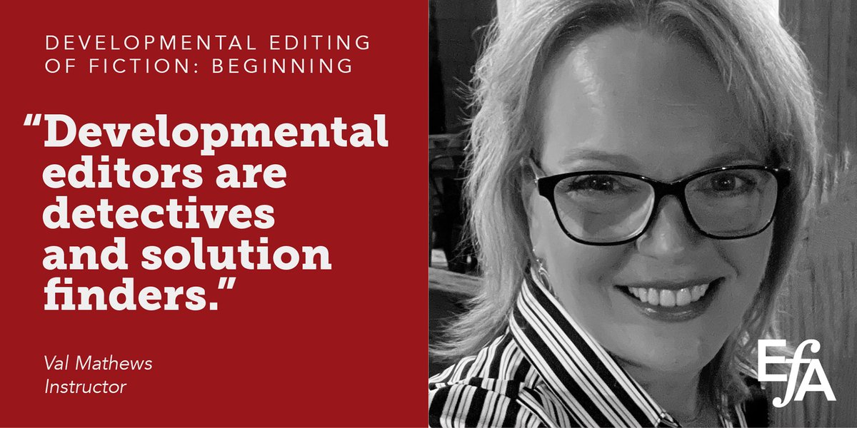 Want to learn about developmental editing? In this intro to DE we'll explore: 🌟Basics of good craft 🌟Plot 🌟Pacing 🌟Character development 🌟POV 🌟Client relationships 🌟...and more! Register for immediate access! the-efa.online/DE-101-SP