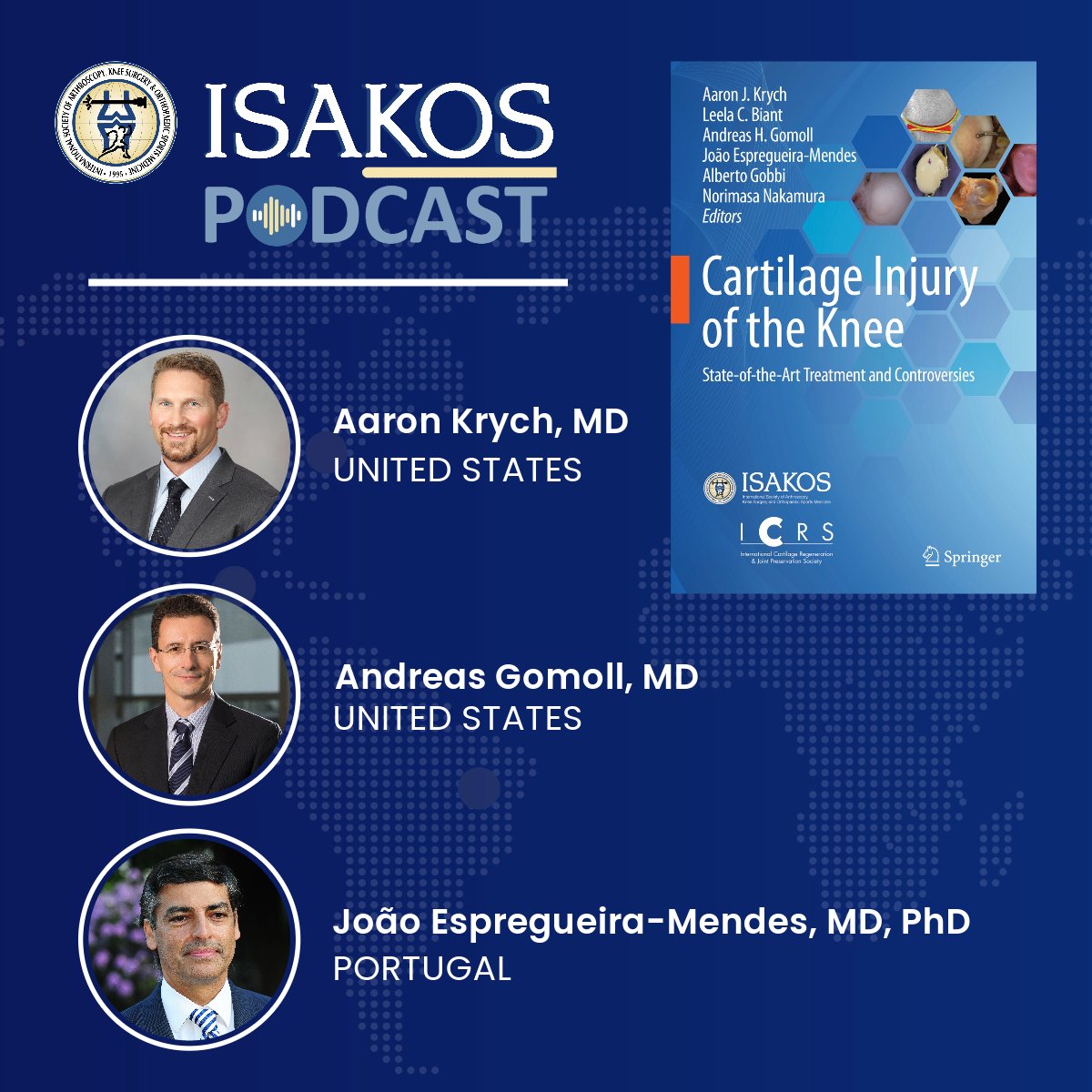 NEW! #ISAKOS Book Talk: Cartilage Injury of the Knee: State-of-the-Art Treatment and Controversies LISTEN: anchor.fm/isakos READ: isakos.com/Publications/B… @CartilageRepair @CEspregueira @DrKrych