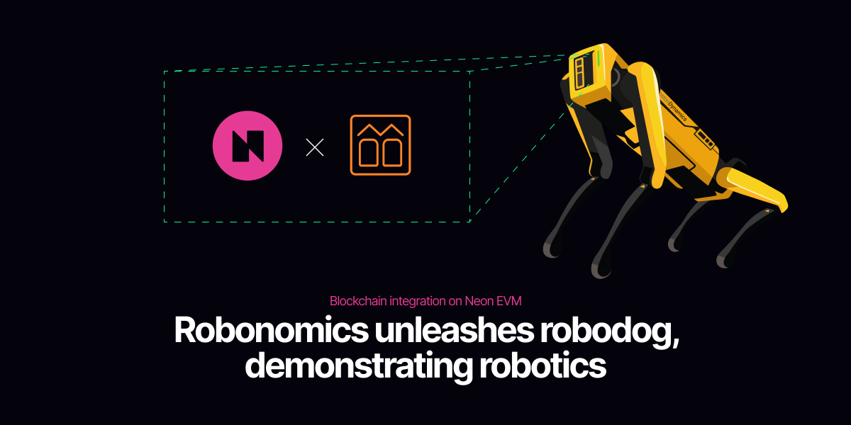 Neon_EVM's tweet photo. Mainnet is alive! @AIRA_Robonomics showcases robotics and blockchain integration on Neon EVM by unleashing a Boston Dynamics robodog to demonstrate Robot-as-a-service via blockchain. Welcome to a new era of machine-to-machine &amp; human-to-machine interactions using NFTs. https://t.co/2wNyW26kRd