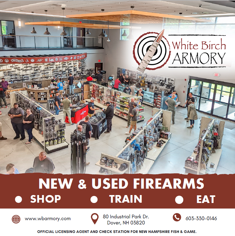 OverHampshire's tweet photo. At @WBArmory, shop for new &amp; used firearms and accessories, train in our public indoor range, and enjoy a meal at Caliber Café! Open 7 days a week in Dover, NH.

#whitebircharmory #dovernh #livefreeandfly #livefreeordie #veteranowned https://t.co/tyzg0sYYfo