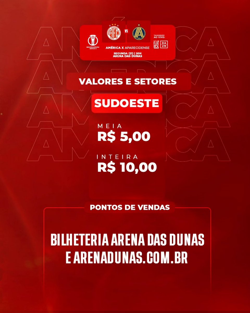 AmericaFCNatal's tweet photo. NORTE ESGOTADO!

A MAIOR mais uma vez vai fazer a diferença em todos os setores!

VAMOS PRA CIMA, MECÃO! 🇦🇹

#PraCimaMecão #AMaior #VamosVermelhar #JuntosAtéOFim https://t.co/THkKDltvrl