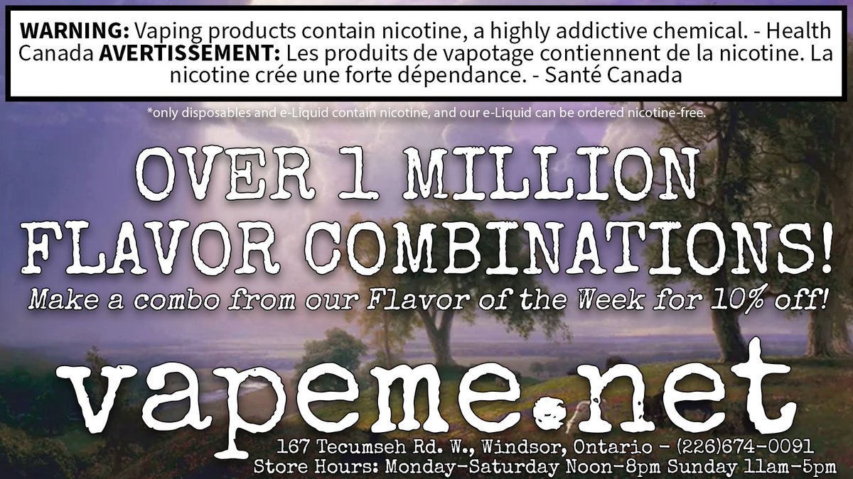 vapemedotnet's tweet image. New! #vapeme FOTW combos! Thousands of possibilities! 10% off.
0-20mg Salt or Traditional Nicotine/Adjustable VG %!
Try Peanut Butter by itself or combo'd up with one or two more flavors!
vapeme.net/shop/e-liquid-…