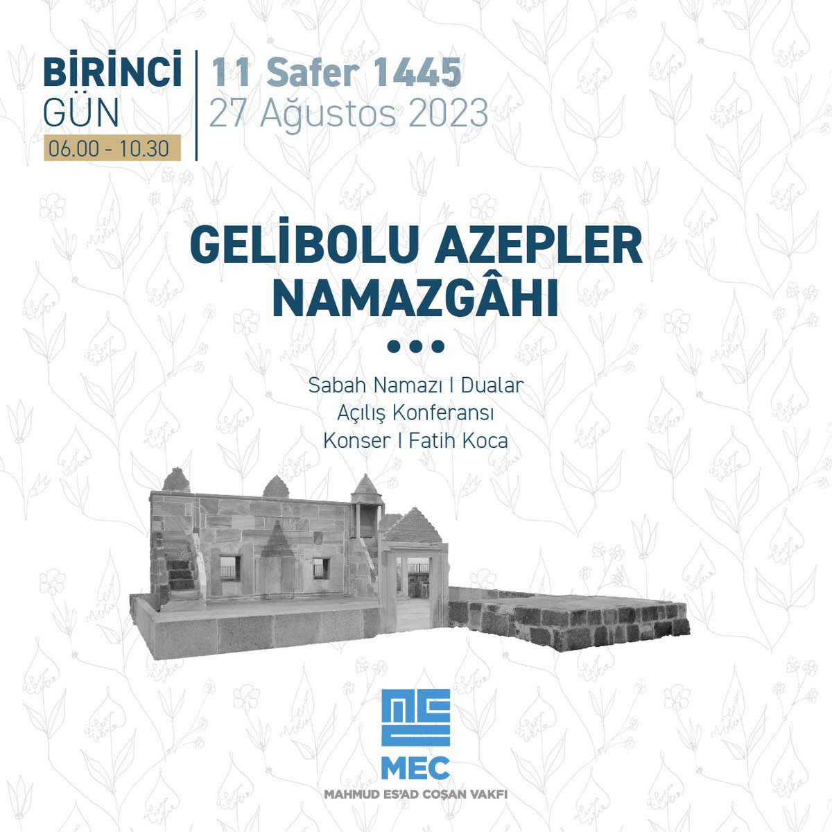 mecvakfi's tweet photo. Mahmud Es’ad Coşan, doğumlarının 88. yılında memleketi Çanakkale’de çeşitli etkinliklerle yâd ediliyor.

11-13 Safer 1445 / 27-29 Ağustos 2023 tarihlerinde icra edilecek olan yâd etkinliklerine, sunum yapmak üzere yurt içinden ve yurt dışından ellinin üzerinde kişi katılacak.

Etkinlikler https://t.co/dYhEedNhKV sayfasından canlı yayın ile takip edilebilecek.

Mahmud Es’ad Coşan Vakfı’nın düzenlediği yâd etkinlikleri;
27 Ağustos - Azebler Namazgâhı Etkinliği
28 Ağustos - Sempozyum
29 Ağustos - Yâd Günü Etkinliği

Ayrıntılı Bilgi
https://t.co/m3q0rMBHio
