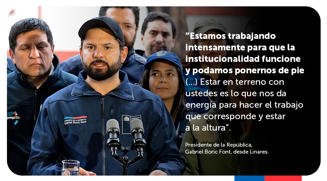 Presidencia de Chile (@presidencia_cl) on Twitter photo Juntas y juntos nos ponemos de pie 🇨🇱 Presidente <a href="/GabrielBoric/">Gabriel Boric Font</a> anunció desde Linares bono de hasta 5 millones de pesos para agricultores afectados por el #SistemaFrontal de junio, muchos de los cuales fueron doblemente afectados en esta emergencia. Revisa las medidas 👇🏽 Juntas y juntos nos ponemos de pie 🇨🇱 Presidente <a href="/GabrielBoric/">Gabriel Boric Font</a> anunció desde Linares bono de hasta 5 millones de pesos para agricultores afectados por el #SistemaFrontal de junio, muchos de los cuales fueron doblemente afectados en esta emergencia. Revisa las medidas 👇🏽