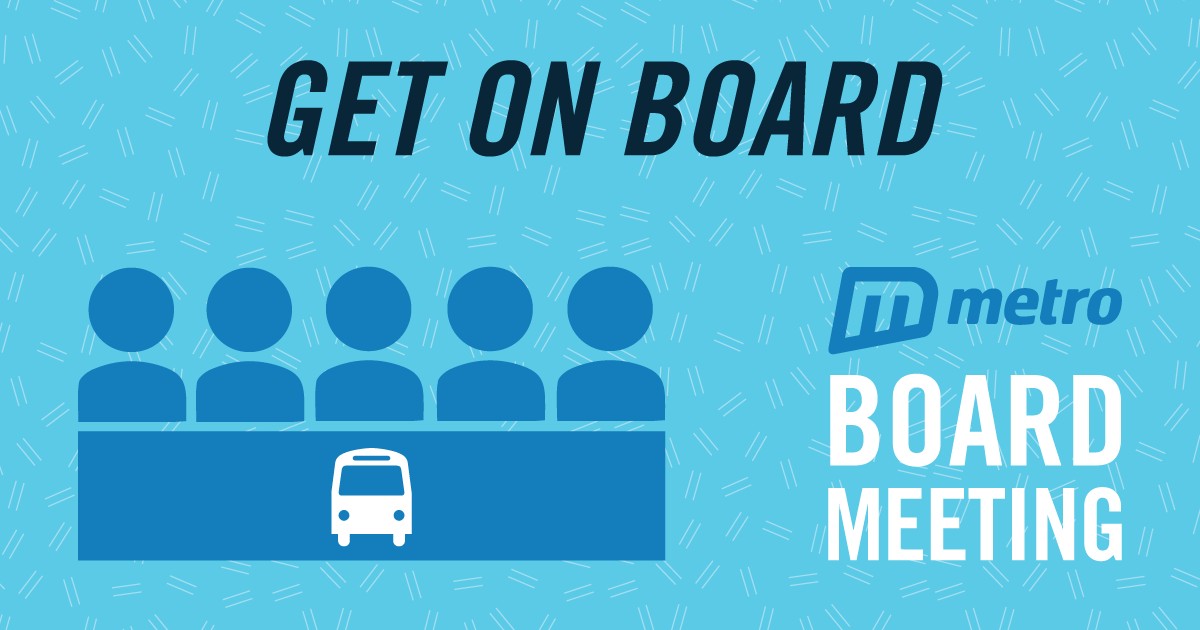 Stay up-to-date on what’s happening at Metro by attending our upcoming Board meeting! 

Join us Thursday, August 24, at 8:30 a.m. at Metro headquarters or online at: us06web.zoom.us/j/89568337067?…

Meeting ID: 895 6833 7067
Passcode: 3417560

We hope to see you there! 😎