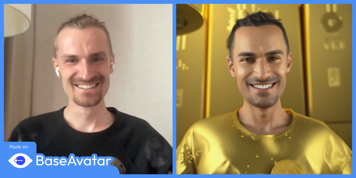 BaseAvatar - AI avatars on Base (@base_avatar) on Twitter photo Hey <a href="/jessepollak/">jesse.base.eth</a> , we know you are worth your weight in gold, this avatar suits you much better. Built on <a href="/BuildOnBase/">Build on Base</a>
Do check out our <a href="/nounsprophouse/">Prop House</a> prop and let us know what you think.
also a RT would help :) Hey <a href="/jessepollak/">jesse.base.eth</a> , we know you are worth your weight in gold, this avatar suits you much better. Built on <a href="/BuildOnBase/">Build on Base</a>
Do check out our <a href="/nounsprophouse/">Prop House</a> prop and let us know what you think.
also a RT would help :)