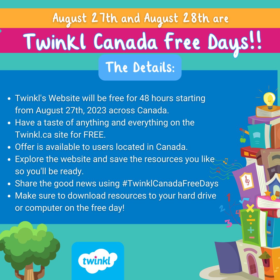 If you’re located in Canada and want to stock up on free resources for back to school you’ll definitely want to visit Twinkl.ca on August 27th and 28th! 😍  #canadianteacher #canadianteachers