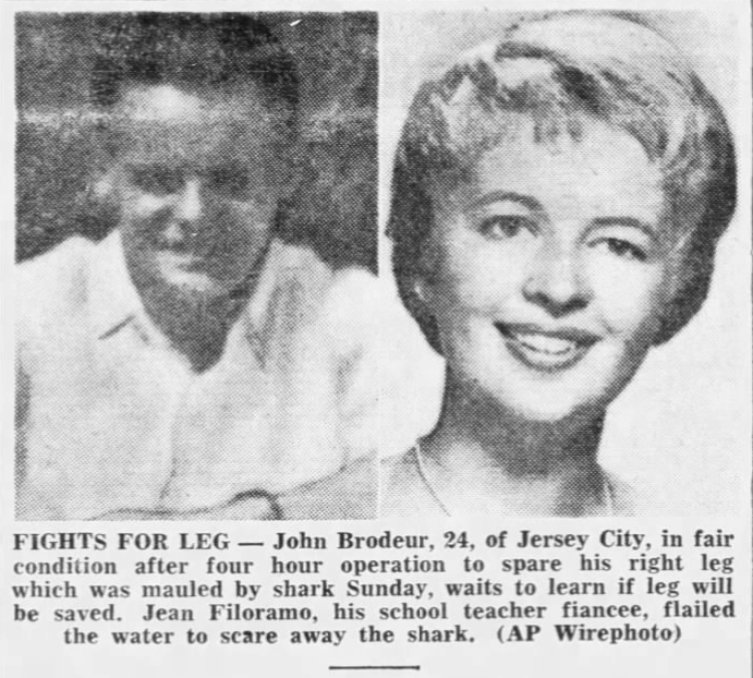 Ret Talbot (@rettalbot) on Twitter photo 63 years ago today, John Brodeur suffered a shark bite off Sea Girt, NJ, which <a href="/GregSkomal/">Greg Skomal</a> and I argue in CHASING SHADOWS (<a href="/WmMorrowBooks/">William Morrow</a>) was the most consequential shark incident to date in the western North Atlantic insofar as shark science was concerned. 63 years ago today, John Brodeur suffered a shark bite off Sea Girt, NJ, which <a href="/GregSkomal/">Greg Skomal</a> and I argue in CHASING SHADOWS (<a href="/WmMorrowBooks/">William Morrow</a>) was the most consequential shark incident to date in the western North Atlantic insofar as shark science was concerned.