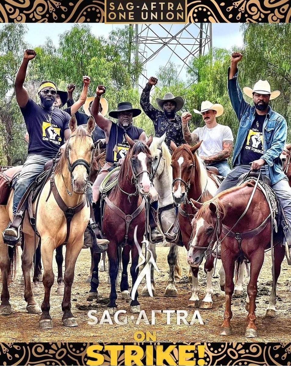 REGINALDTDORSEY's tweet photo. Cowboys Riding For The Brand, Supporting The SagAftra Strike!

@sagaftra
#SagAftraStrong
#ReginaldTDorsey
@PrinceDamons
#PhredericSemaj
@BechirSylvain https://t.co/IT3IlAXVZY
