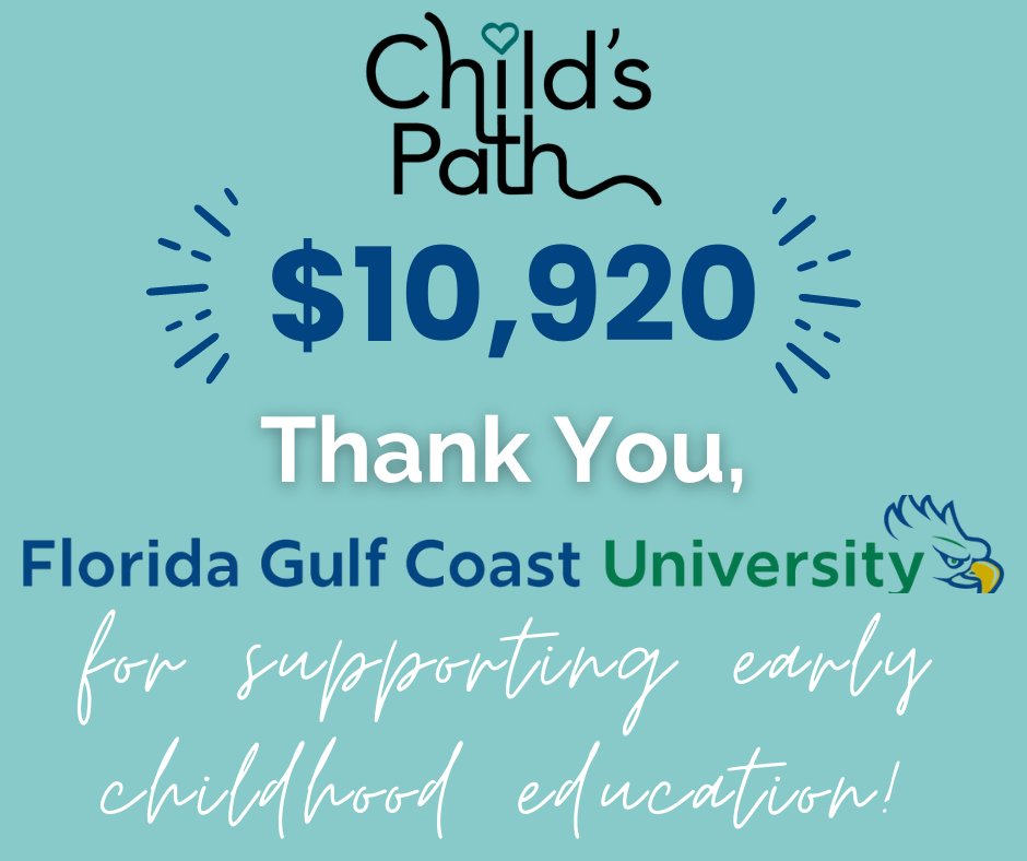 Childs_Path's tweet photo. Thank you, @fgcu, for awarding Child's Path a Focus on Fours grant! The funds support teachers' salaries, student tuition, classroom supplies, and a family fun night. It will also help ward off the "summer slide" and ensure our students continue to learn. ❤️ https://t.co/WicaUXQSaq