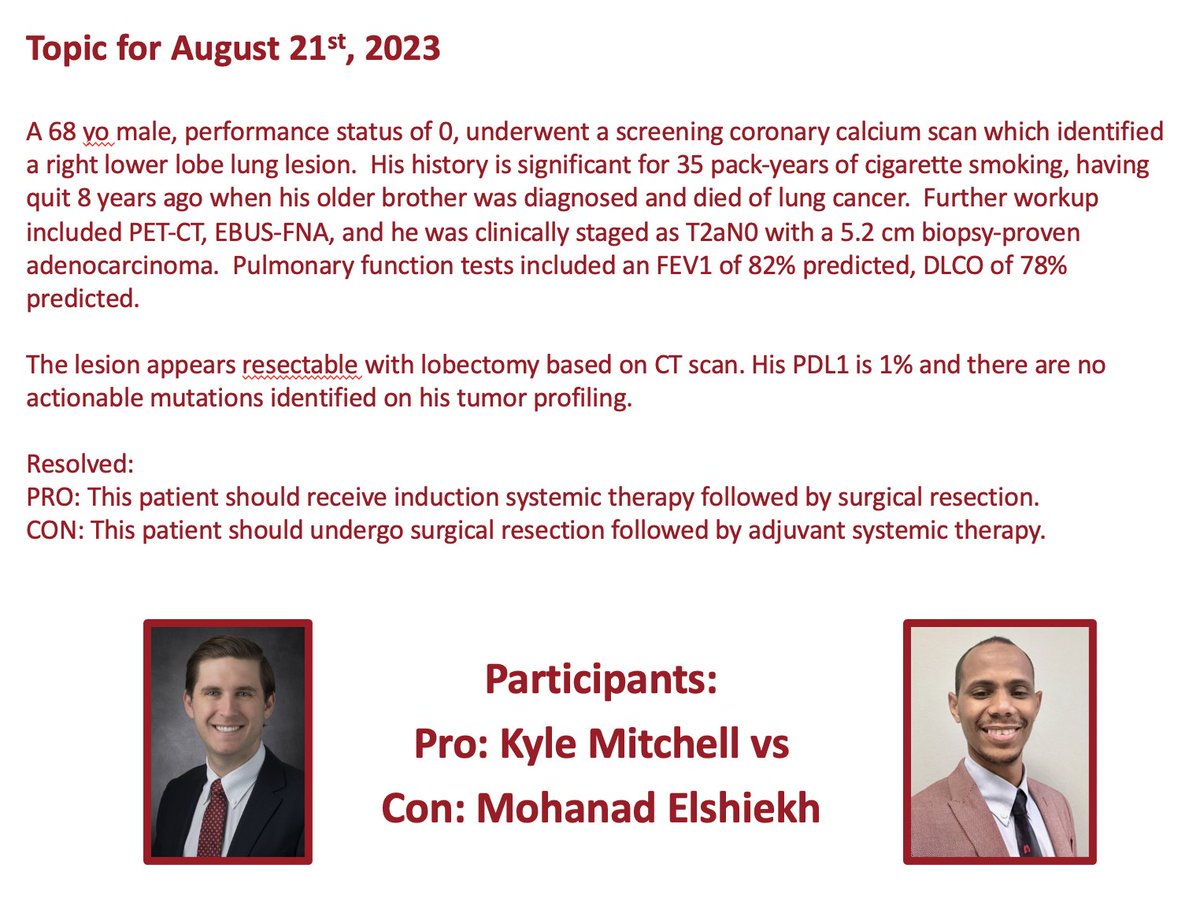 Mara Antonoff, MD, FACS (@maraantonoff) on Twitter photo AND... we're back! <a href="/MDAndersonNews/">MD Anderson Cancer Center</a>-<a href="/UTHealthHouston/">UTHealth Houston</a> CT Surgery Debate-Style Journal Club returns tonight, with Drs. <a href="/KGMitchellMD/">Kyle Mitchell</a> and Elshiekh going head-to-head for an exciting NSCLC controversy! 6:30PM CT, all are welcome! <a href="/TSRA_official/">TSRA</a> <a href="/ThoracicStudent/">TSMA</a> mdacc.zoom.us/webinar/registβ¦ AND... we're back! <a href="/MDAndersonNews/">MD Anderson Cancer Center</a>-<a href="/UTHealthHouston/">UTHealth Houston</a> CT Surgery Debate-Style Journal Club returns tonight, with Drs. <a href="/KGMitchellMD/">Kyle Mitchell</a> and Elshiekh going head-to-head for an exciting NSCLC controversy! 6:30PM CT, all are welcome! <a href="/TSRA_official/">TSRA</a> <a href="/ThoracicStudent/">TSMA</a> mdacc.zoom.us/webinar/registβ¦