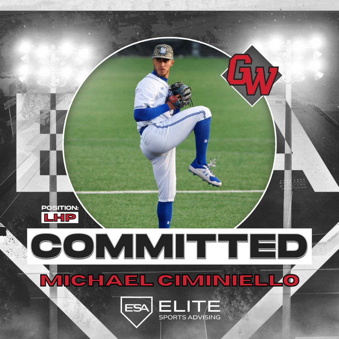 🔥The hard throwing lefty @mikecim27 is heading to Boiling Springs!🔥 Mike will bring some big time depth to the @GWUBaseball pitching staff! Congrats Mike! @KylePWren | #SkoDawgs | #EliteSportsAdvising