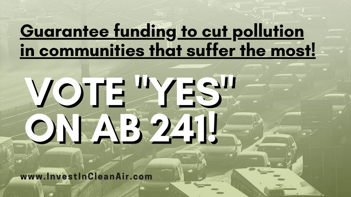 #CALeg - don't fail to reauthorize funds for clean transportation investments that are already delivering clean air benefits across the state. #InvestInCleanAir for healthier communities! VOTE 'YES' on #AB241! investincleanair.com/letter-to-the-… 😀😀