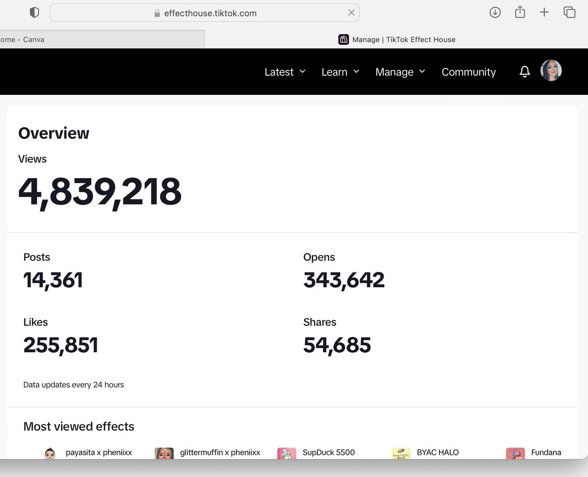 Haven't checked my <a href="/effecthouse/">Effect House</a> analytics in a while. What kind of Tik Tok filter should I create next?