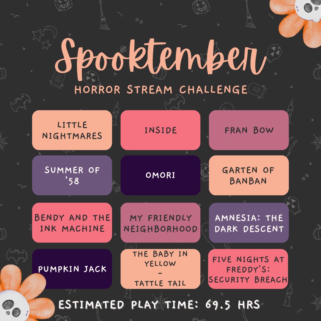 🎃SPOOKTEMBER🎃

In an effort to clean up my backlog and play some classic & newer horror games, I will be celebrating Halloween early!

Throughout the month of September, you can catch me streaming something from this post! Hope to see you all there!