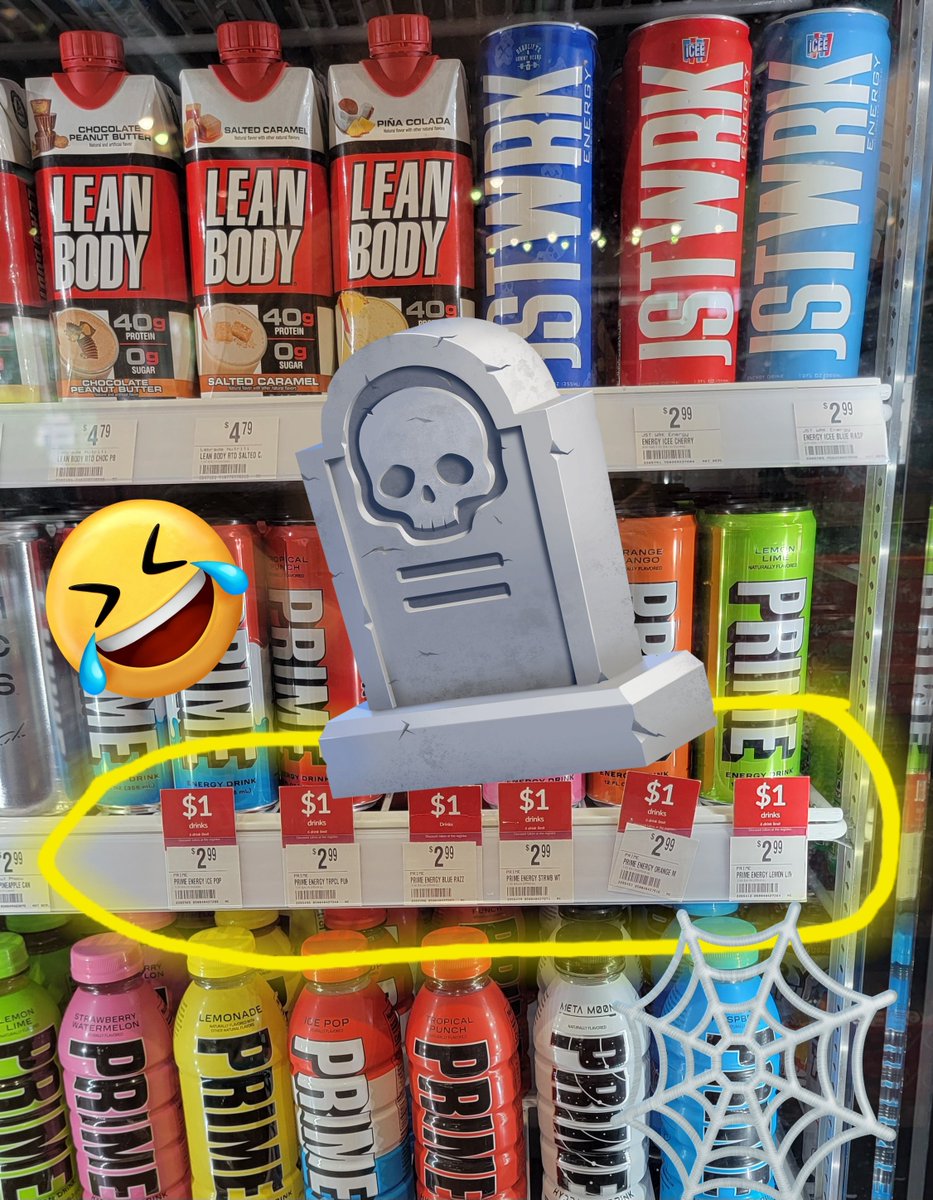AlisaApps's tweet photo. Wow. These @PrimeHydrate cases in window have been in the same spot for a month, possibly much longer - I don't see 1 box sold! Trouble in paradise for Ponzi @LoganPaul &amp; goofball @KSI slashing their garbage drink (dangerous levels synthetic caffeine) to bargain basement prices! https://t.co/yXieNmcpbB