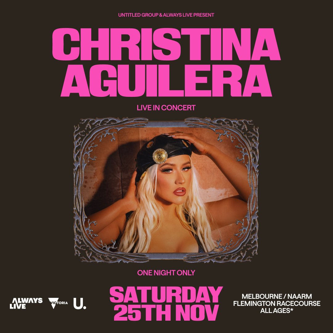 ANNOUNCING — Christina Aguilera - Live in Concert! ❤️‍🔥 Sign up for early access to tickets → arep.co/m/xtina-presale  

We are extremely excited to announce that, for the first time in 15 years, global pop icon @Xtina will be coming to Melbourne/Naarm for one night only.