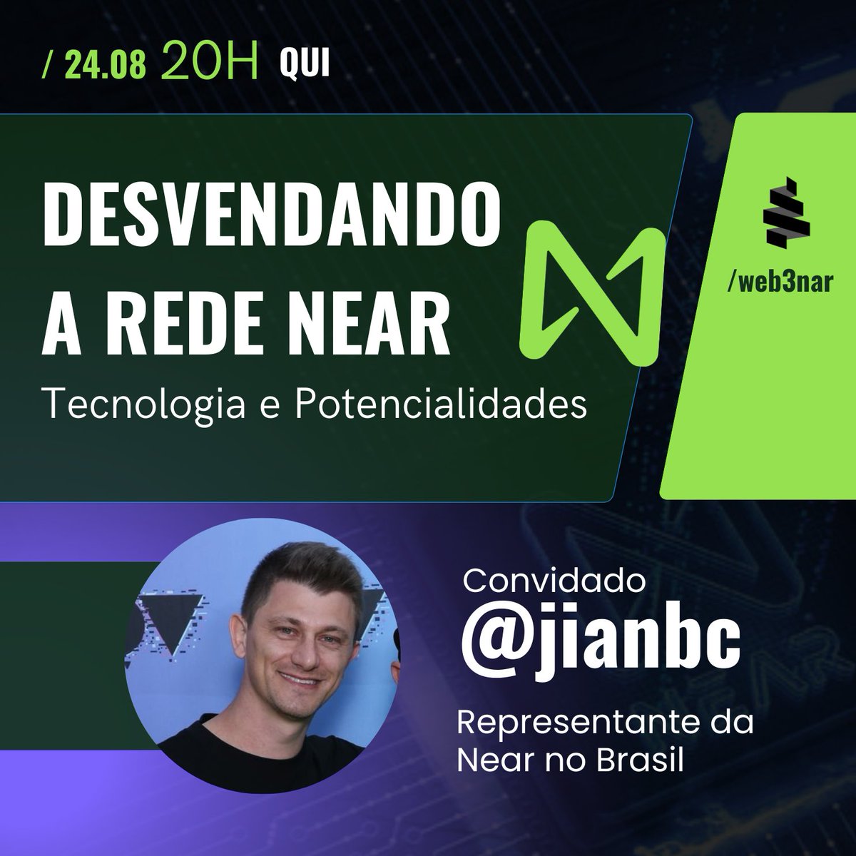 web3dev_pt's tweet photo. Não perca a oportunidade de explorar as entranhas da tecnologia @nearprotocolbr Junte-se a nós em nosso próximo #Web3nar e mergulhe fundo no mundo da blockchain de alto desempenho. Saiba mais em { https://t.co/PTWt5oX7fX https://t.co/pPKz6ntTQ2