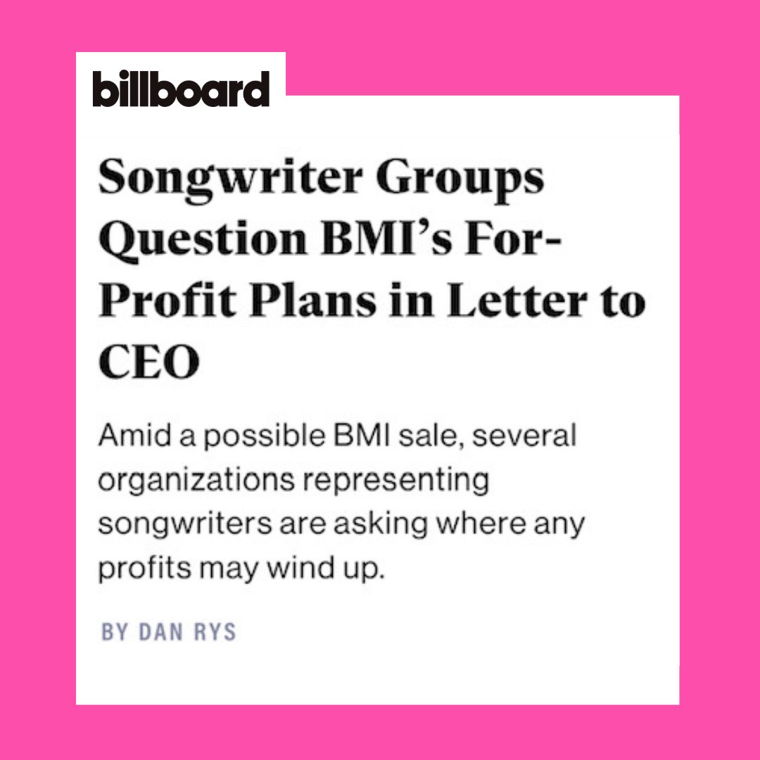 wearesona_'s tweet photo. We wrote an open letter to @bmi alongside our allies @bma_coalition @MusicArtistsCo @artistrightsnow Alliance and @sagaftra voicing our concerns on the potential for-profit sale plan of BMI and how it will impact songwriters. We must ensure we put #SongwritersFirst! https://t.co/W5tdmP7y6O