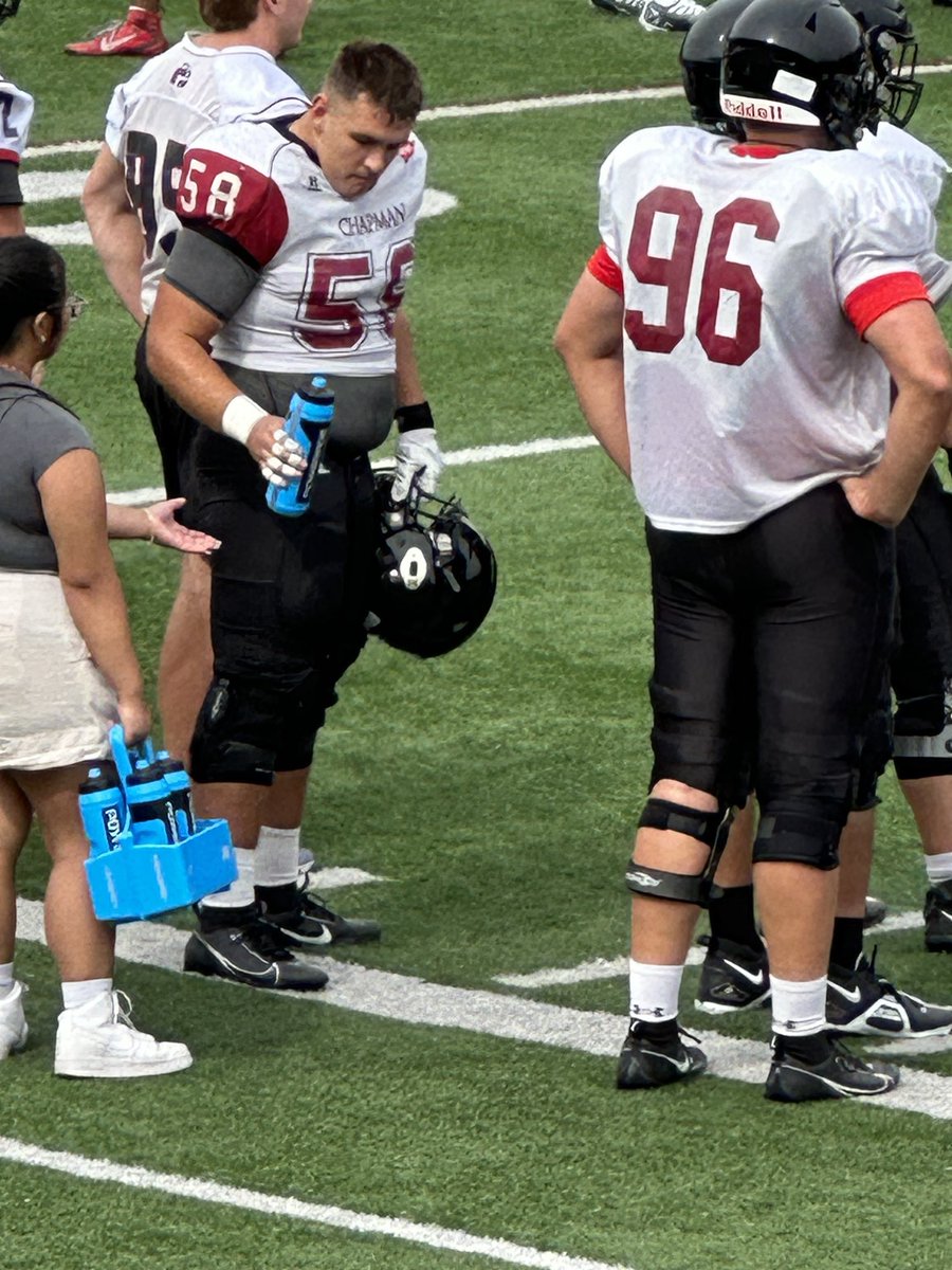 baseballSCLU's tweet photo. Edison HS Luke Jones C RG #58 at practice in pads Chapman University https://t.co/KwOYAczj0H