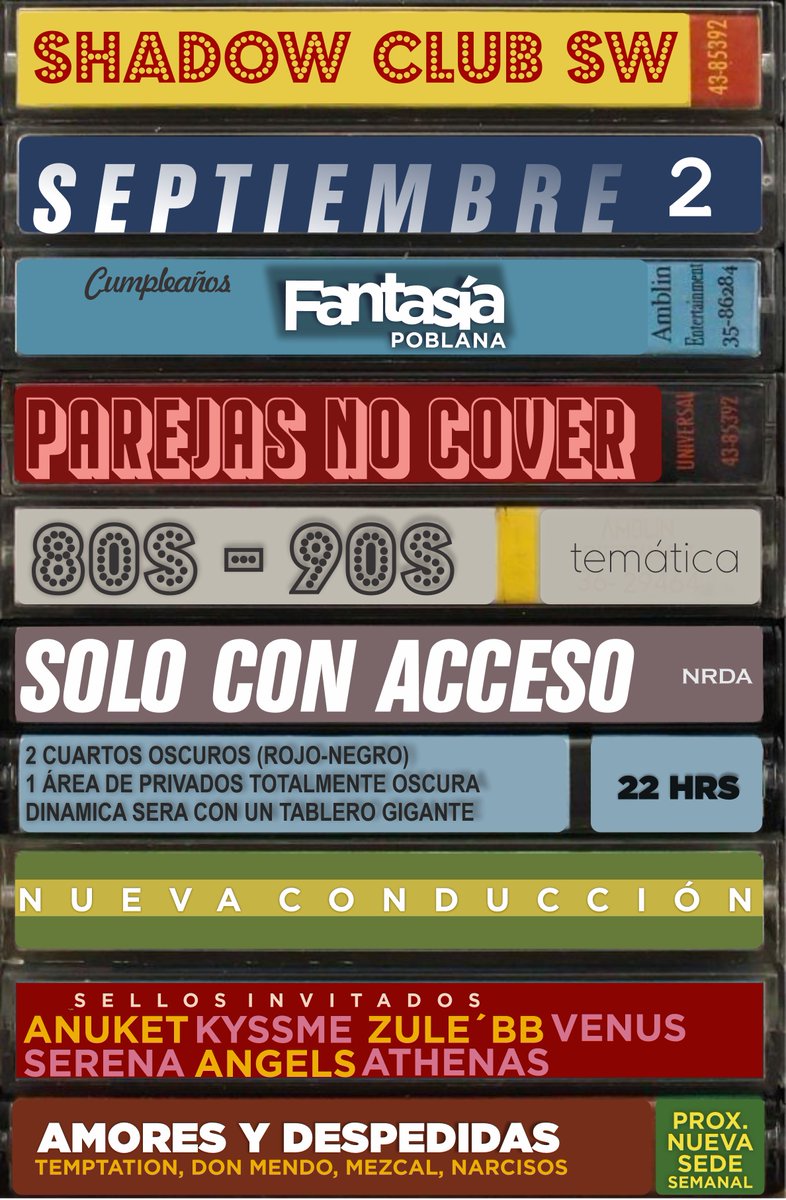 ShadowClubSw's tweet photo. Actualizamos lista de Sellos Invitados ya con anterioridad al cumple de @poblanafantasia y es un honor tambien enlistar a  un sello fresco en el ambiente como lo es @ClubVenusSwPue y la guapa @Sandy17Vainilla https://t.co/b7OchDGW42