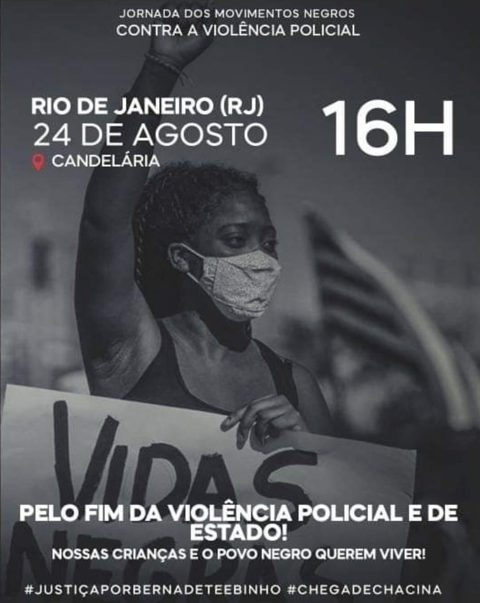 Convoco todos os antirracistas para estar nesse ato fundamental pela vida da juventude negra, pelo fim da violência policial e de estado e pelo que aconteceu com Thiago Menezes, Mãe Bernadete e tantas outras pessoas negras que foram assassinadas. #vidasnegrasimportam