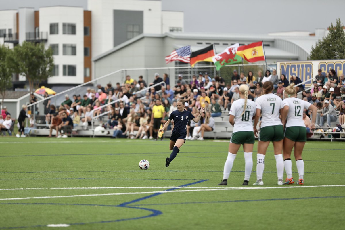 MSUBsports's tweet photo. Saturday was sweeeeeeet!🤩🤩

A record breaking crowd joined us on the new turf under the lights for the Rimrock Rivalry! Can’t wait to see you at Yellowjacket Field all season long!

#MSUBWSOC | #MSUBMSOC https://t.co/jZ31fZMtws