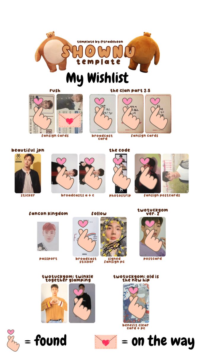 NunusNoona's tweet photo. ISO/WTB US based

Please help me find #SHOWNU #셔누 

These are the LAST cards I need to complete the pre-e template 🥹

Please retweet or comment/message me if you are selling 🙏

Thank you! ❤️

#wtsmonstax #monstaxwts 
#wtsshownu #shownuwts 
#monstax https://t.co/LYHrC6emxd