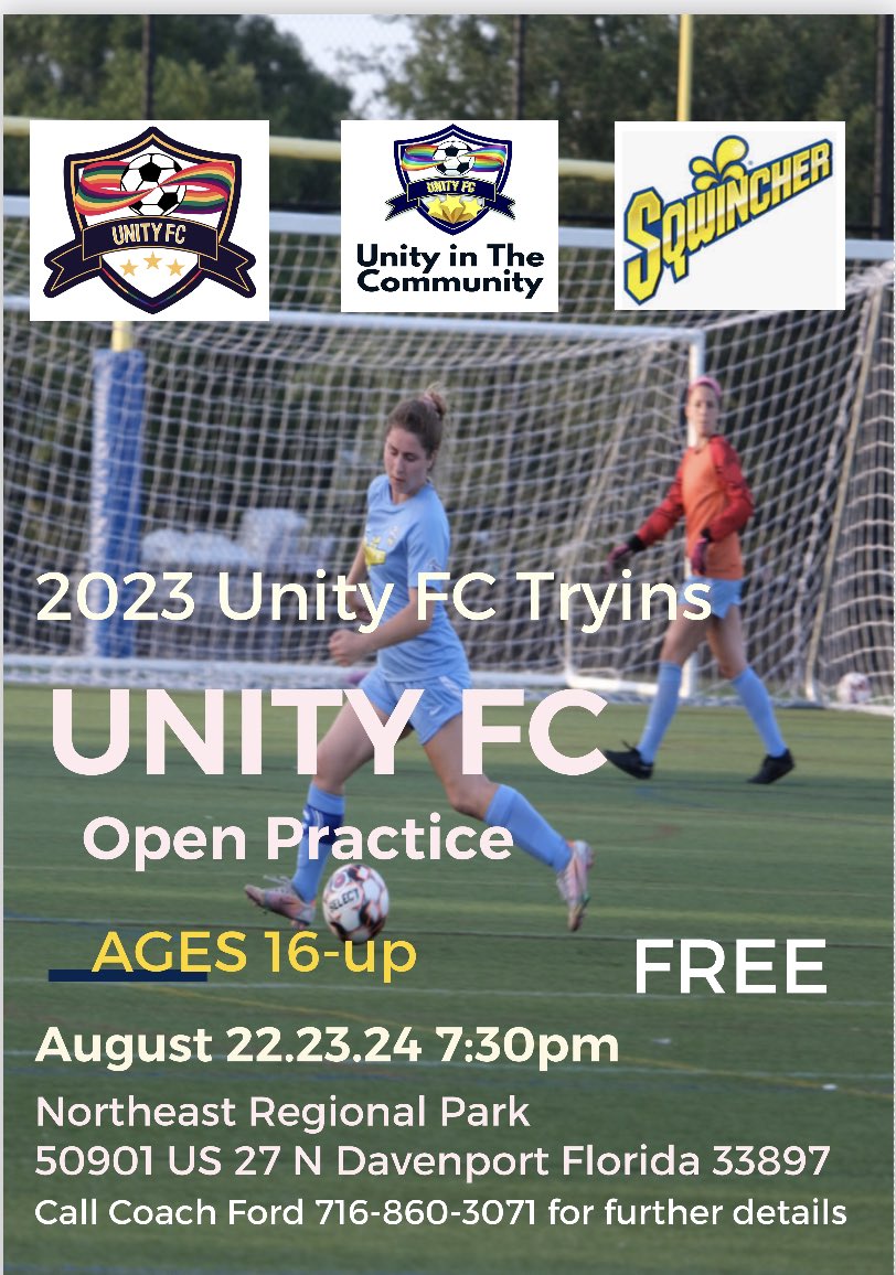 UnityFCsoccer's tweet image. #UnityFamily we are back at it this Tuesday-Thursday August 22-24 7:30 pm at our NERP stronghold. Open “Tryins” come out and kick it with Unity as we build to pro indoor! Don’t be shy we are fun &amp;amp; welcome everyone age 16 and up. DM for future details! #RiseTogether #UnityTheFOn🌈