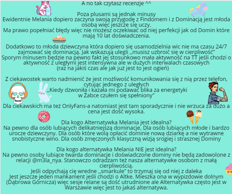 Recenzent_Domin's tweet photo. RECENZJA 06# @m3la_nya
Alternatywa dla klasycznych Domin czyli Alternatywka z Twittera
Czy słodka Altka może być dobrą Dominą?
Czy ta słodka dziewczynka może zawładnąć całym twoim życiem?
Jak to jest być pod stopami uroczej nastolatki?
Dowiedz się czytając recenzje ^^ https://t.co/PUgrkIqFwt