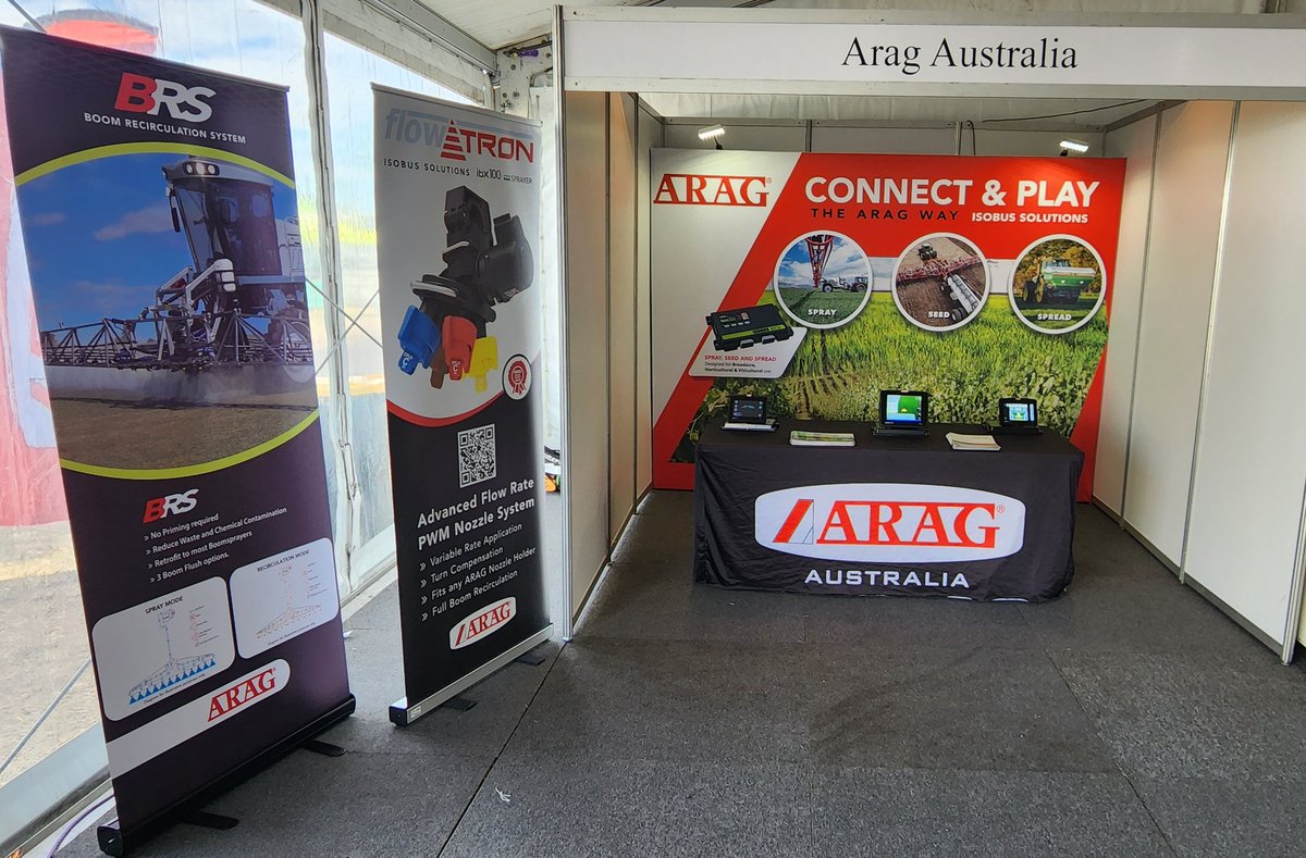 AragSeletron's tweet photo. It's a beautiful day here @ Ag Quip 2023. Make sure you stop in and check out our New Advanced Flow Rate PWM Nozzle System, Boom Recirculation and ISOBUS Product range.  Located at AG/06 (Row K across from Nutrien Ag Solutions) https://t.co/h7DY7plgOv