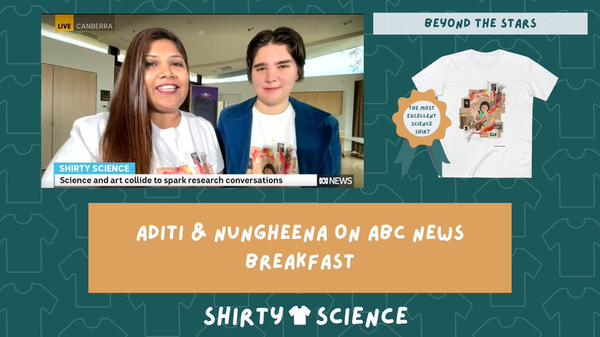 Did you catch <a href="/TheeAditi/">Aditi Vijayan</a> &amp; Nungheena on ABC News Breakfast over the weekend?
Head over to our Instagram page to catch all the action as they wowed us with how they designed their Most #ExcellentScienceShirt!
instagram.com/reel/CwG-SXJhH…
<a href="/ARC_ASTRO3D/">ASTRO 3D</a> #ScienceWeek #Sciart