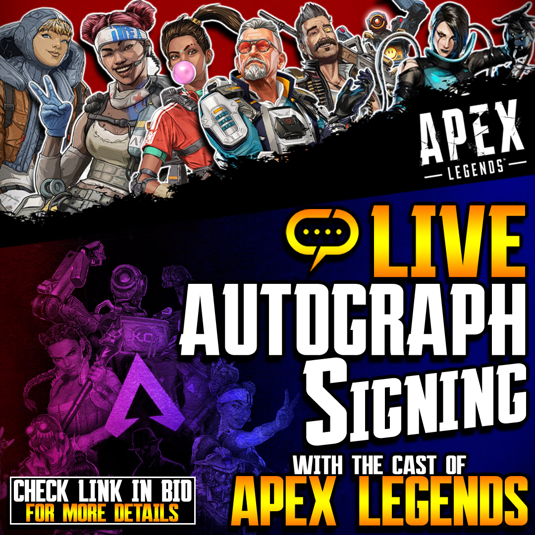 benjipea's tweet photo. This Friday 5pm the cast of #apexlegends will be coming to you live with @HisandHersLive to kick off our signing event (various times over the weekend). If you want to purchase posters/toys etc head over to https://t.co/YcRJyMLGHA (#Fuse merch at https://t.co/HXCtOig6c0). 💣🔥😍 https://t.co/Ei0ChC5xm8
