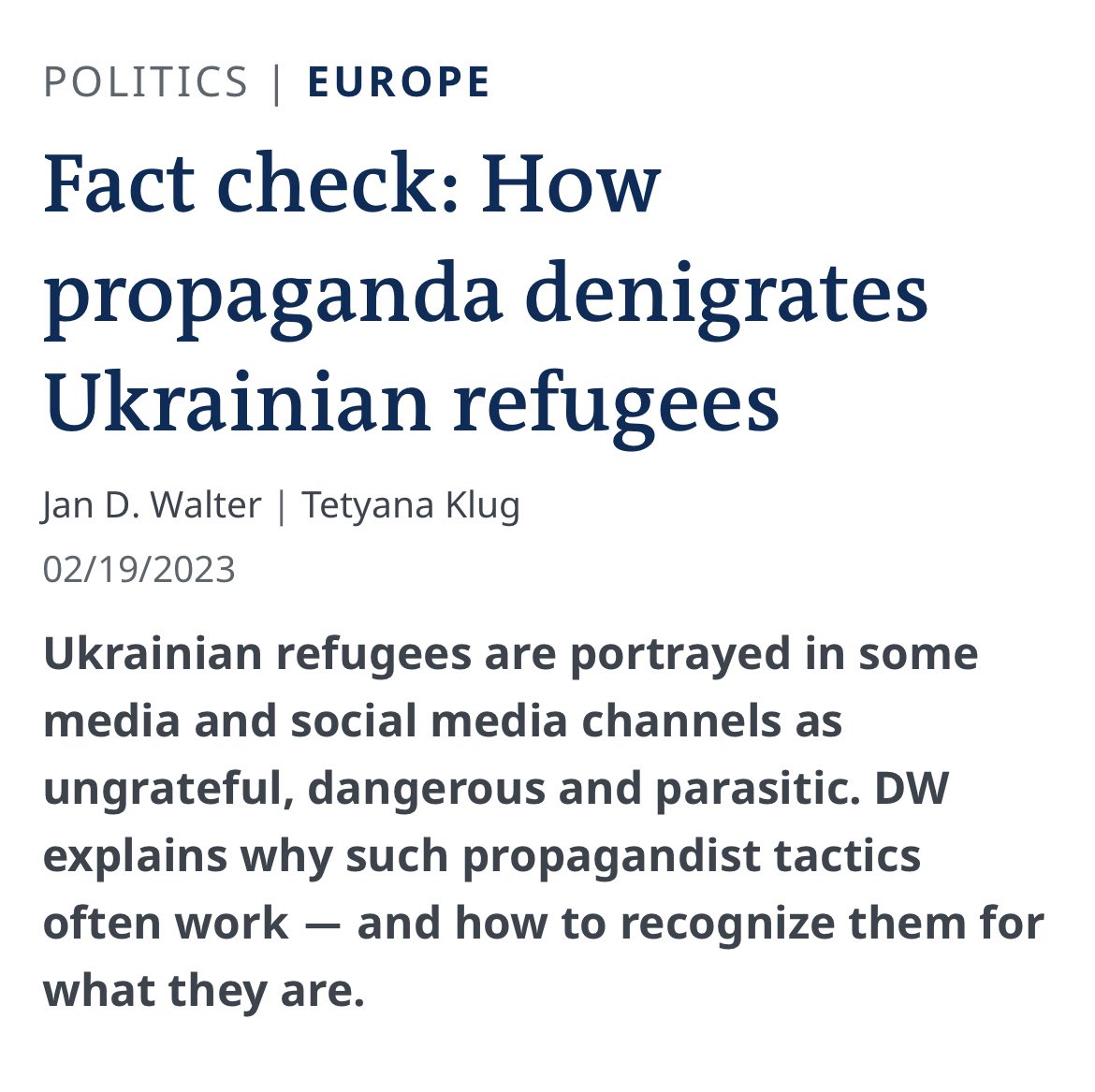 Ok, let’s make this clear: If you’re blaming Ukrainian refugees for getting more financial aid (through a completely separate system) than Hawaii fire victims, you’re advancing dehumanizing anti-immigrant propaganda that is rampant in the US & Europe. amp.dw.com/en/fact-check-…