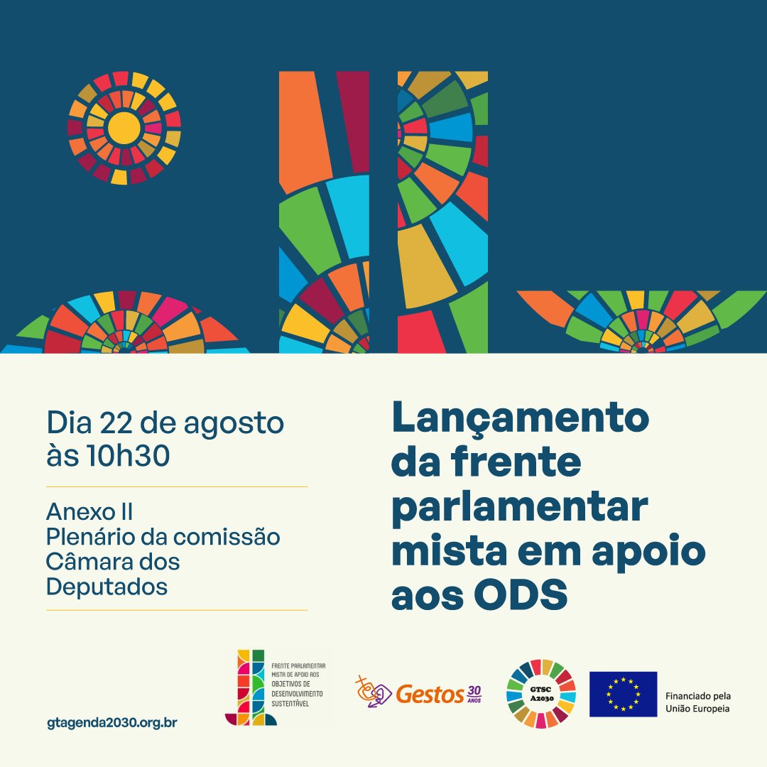 Amanhã, às 10h30, acontece o lançamento da Frente Parlamentar Mista em Defesa dos ODS, na Câmara dos Deputados, em Brasília.

A Audiência pode ser assistida virtualmente no link camara.leg.br/evento-legisla…
🛑 Duas horas antes será disponibilizado o acesso  pelo YouTube.

Vamos nessa?