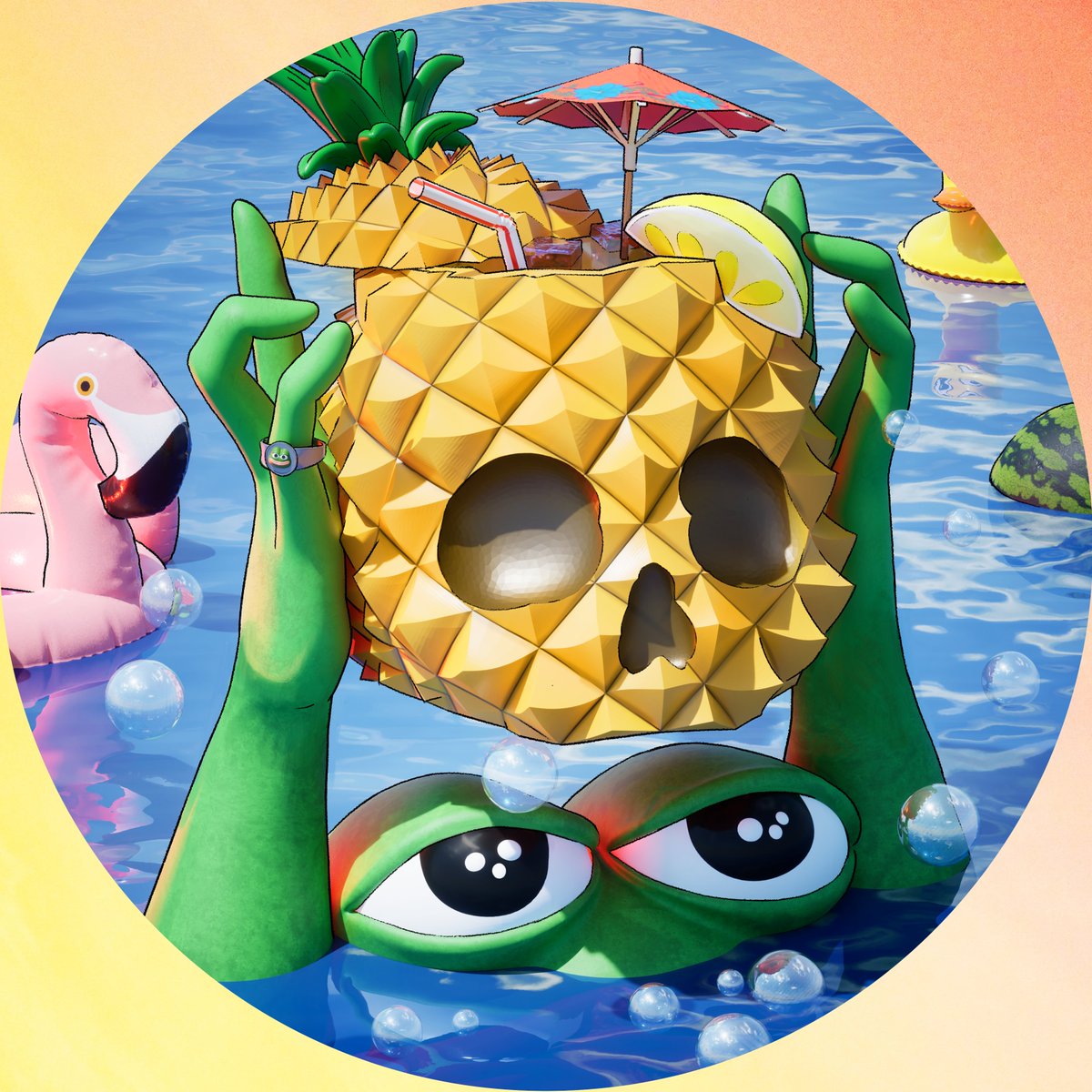 TROPICAL COCKTAIL SKULL 🐸💀🍹🍍

Edition 5/5

Link 👉 app.manifold.xyz/c/Tropical-Coc…

Every collector who obtains an edition of "TROPICAL COCKTAIL SKULL" has the right to ask me for a 1/1 "Skulls of Pepe" of their choice, according to their tastes and desires.

All 1/1 "Skulls of Pepe"