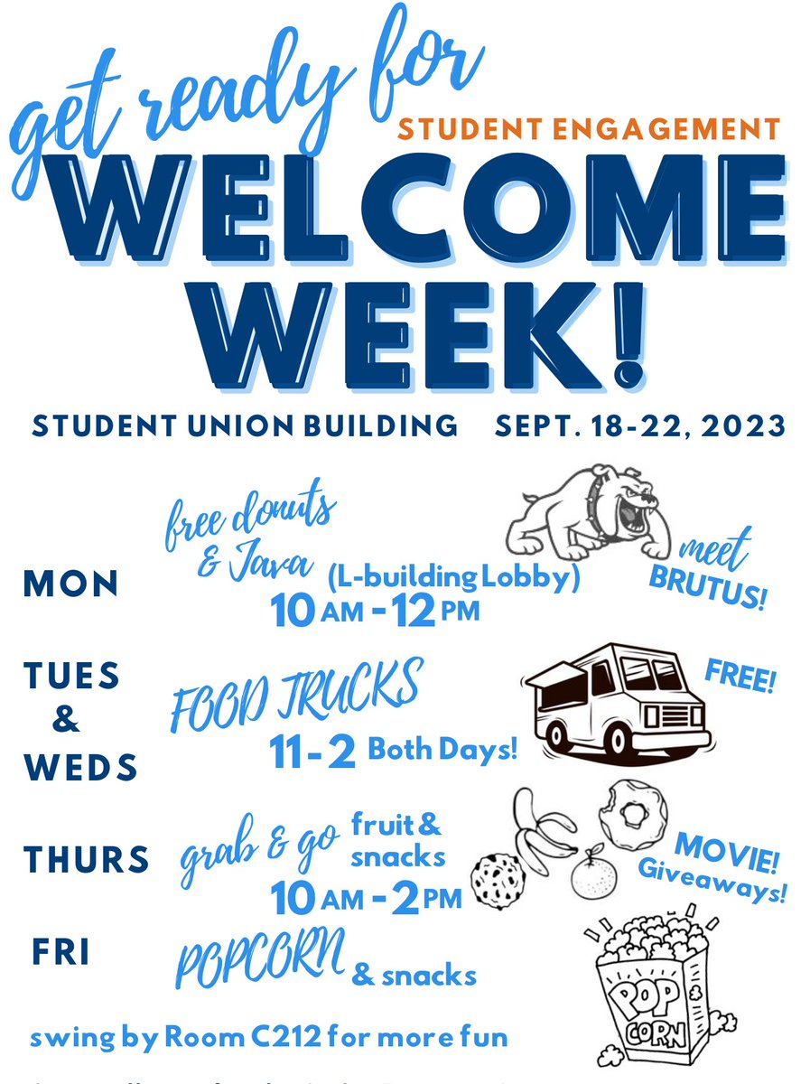 Hey Bulldogs! Fall Quarter starts soon! We're kicking off opening week with fun, food and energy. Stop by the Student Union Building all week to see what's happening and let us help you get connected ... to clubs, to new friends, to resources on campus, and fun!   X O X O! ❤️