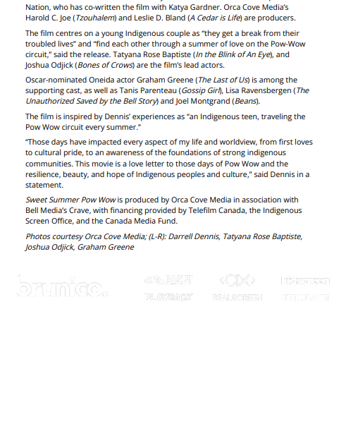 OrcaCoveMedia's tweet image. Read Playback's article on Sweet Summer Pow Wow, our new feature film currently in production!

Read below or click the link to read online (subscription needed): playbackonline.ca/2023/08/14/rom…

Image: Behind the Scenes, Cowichan Valley BC by Gavin Andrews movingimagery.ca