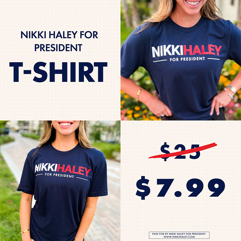 NikkiHaley's tweet photo. I've NEVER lost a race, and I'm NOT starting now.

Will you join my fight to save America today? Chip in $7.99 to join the team and we'll send you an official campaign t-shirt!