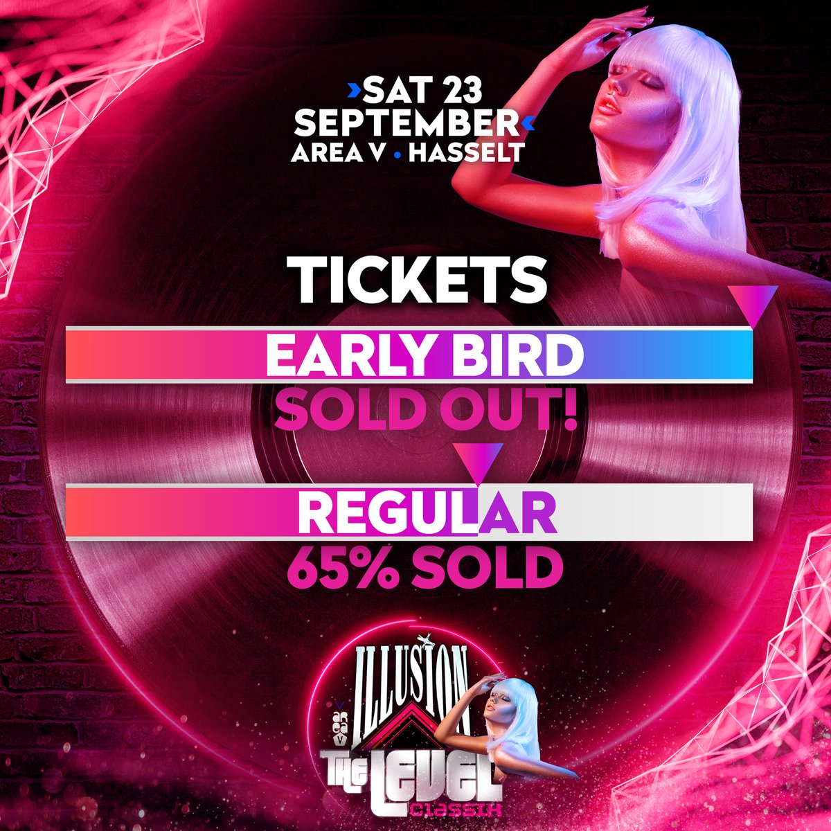 Illusion Level Classix Regular tickets 65% verkocht. Early birds = sold out!
#partytime