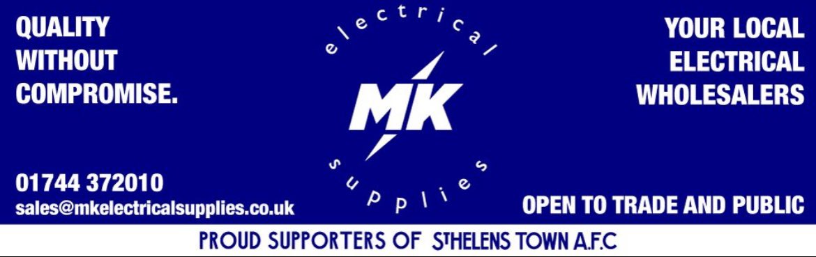 suppliesmk's tweet photo. Our pleasure to help out and sponsor a pitch side board for @sthelenstownfc we will put a picture on of the board at the next home game #keepingitlocal ⚽️⚪️🔵 M⚡️K https://t.co/EerKdhjZEf