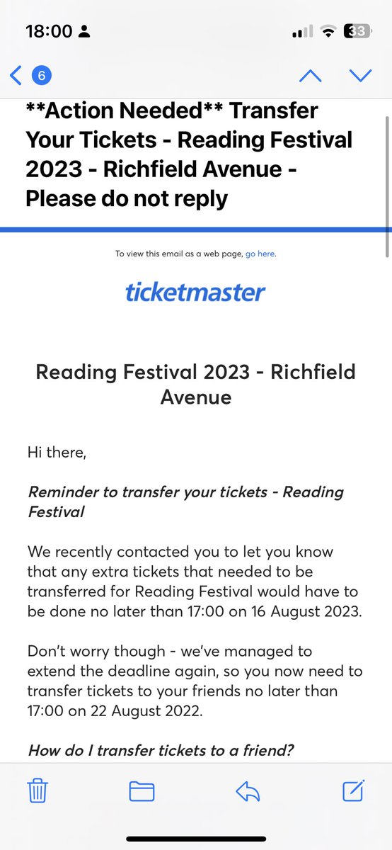 JoeGreen96's tweet photo. @TicketmasterCS please can you advise if the below email is legitimate? https://t.co/c7ngi54CKJ