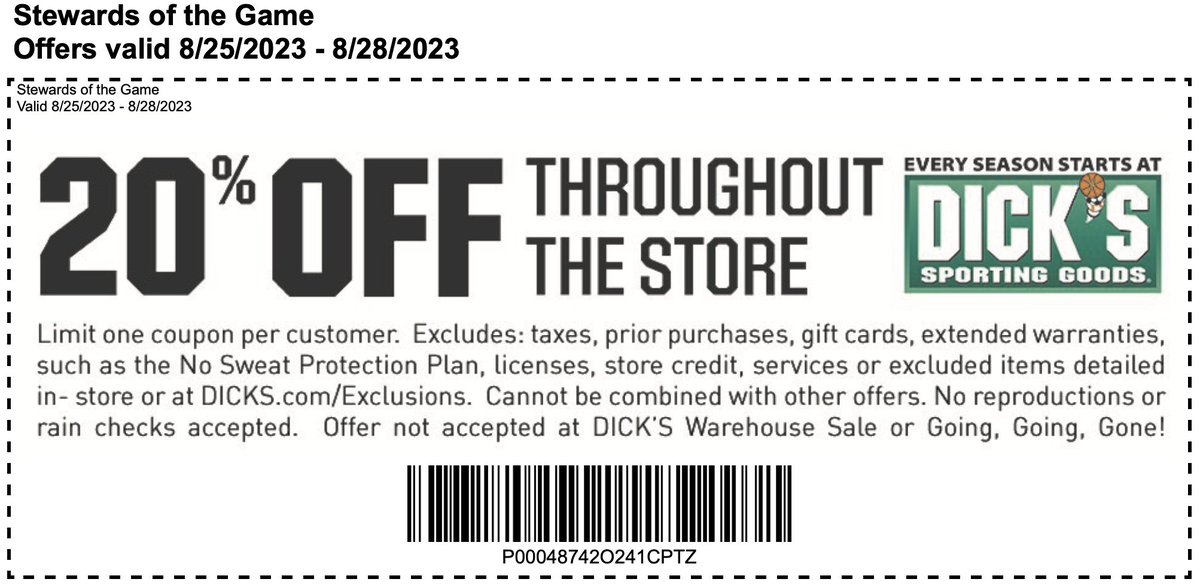 PlayStewards's tweet photo. Don't Miss our Stewards of the Game Shop Days THIS WEEKEND August 25-28th at Dick's Sporting Goods at Birkdale Village! Save 20% on just about everything in the store! Share with your friends! https://t.co/tIjSQR5c8i