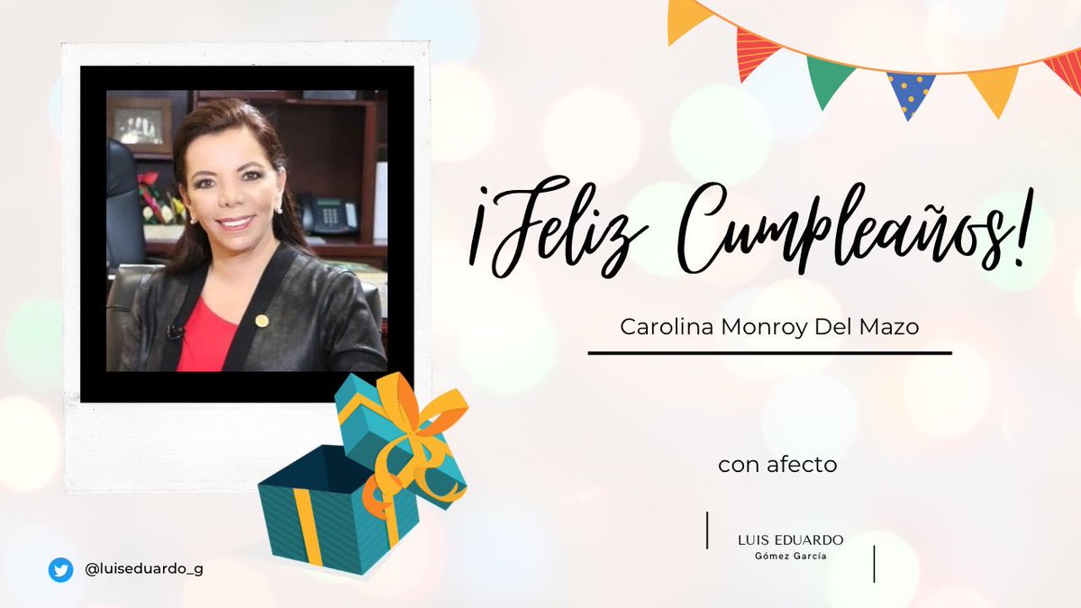 Envío una felicitación con motivo de su cumpleaños a la Lic. Carolina Monroy Del Mazo (@CarolinaMonroy_ ), deseando que sea un año lleno de salud, bendiciones y grandes éxitos. Le envío un abrazo a la distancia. #MuchasFelicidades
