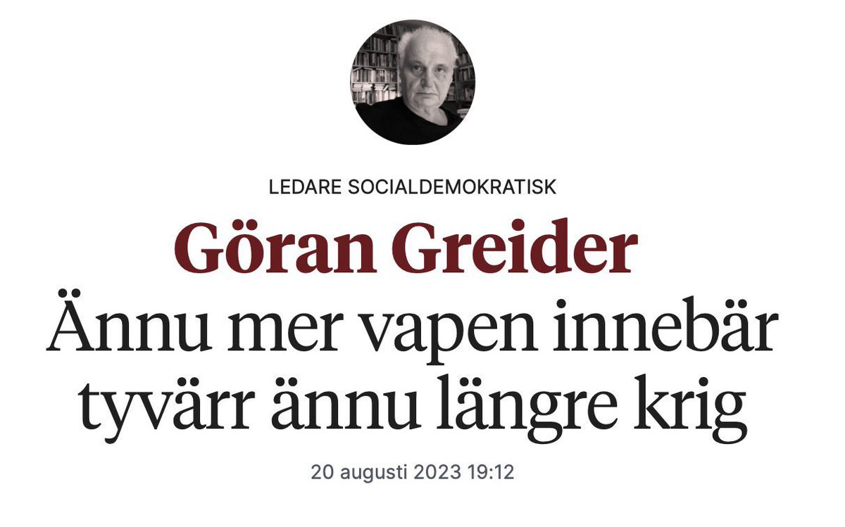 KRANTZ321's tweet photo. ”USA borde inte skickat vapen till Europa under andra världskriget, det innebar tyvärr ännu längre krig…” #greider #ukraina https://t.co/rdvR8cmFZC