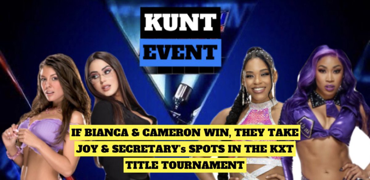 KuntressINC's tweet image. JUST ANNOUNCED ⬛️
On the upcoming Kunt Event episode:

@hearts4mone &amp;amp; @SECRETARYG_KXT’s KXT Tournament spots are on the line against the debuting @BiancaStanBri &amp;amp; @Kaydencarters ! 

#KuntressINC #KuntEvent #tagmatch