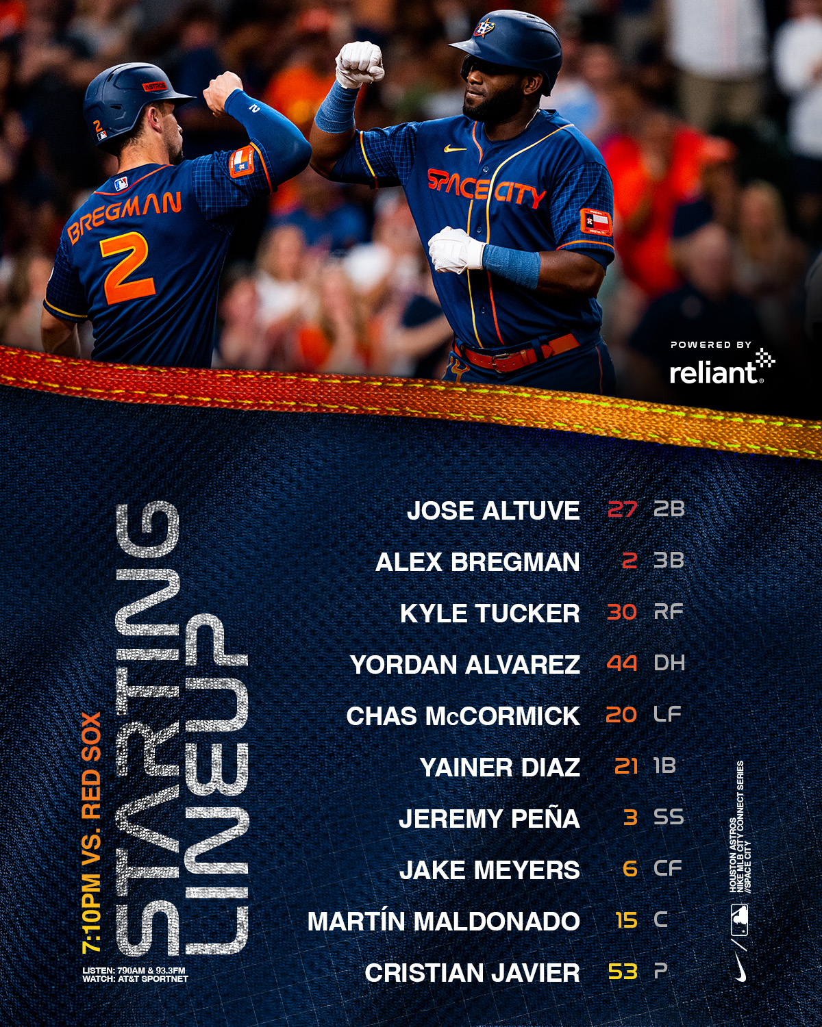 Who is starting for Astros in CF?